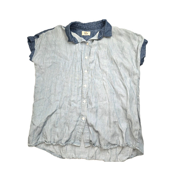 Marine Layer Chambray Denim Shirt Women Large Button Up Casual - Picture 1 of 10